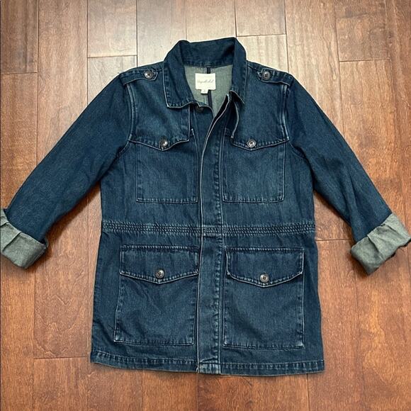 Unpublished Anthropologie Morgan Military Utility Denim Jean Jacket, Size S - Picture 2 of 14